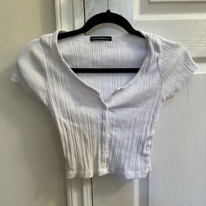 Brandy Melville white buttoned down cropped shirt